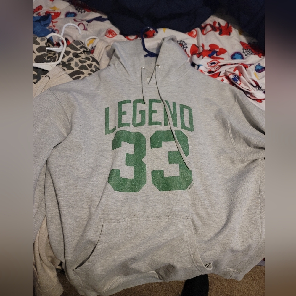 Gray Hoodie with Green Legend Print